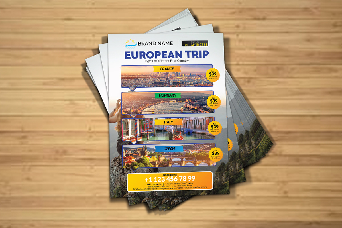 A5 TRAVEL HOLIDAY TOURISM FLYER in Flyer Templates - product preview 8