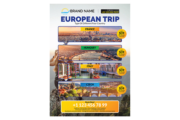 A5 TRAVEL HOLIDAY TOURISM FLYER in Flyer Templates - product preview 1