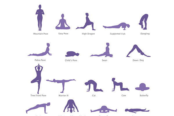 Set of Yoga Poses Vector.