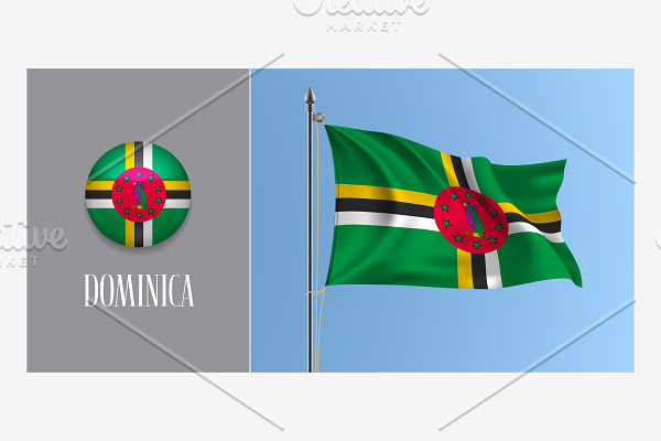 Dominica waving flag vector