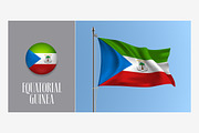 Equatorial Guinea waving flag vector
