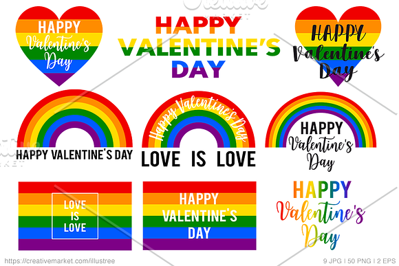 Valentine's day cards, love is love in Graphics - product preview 1
