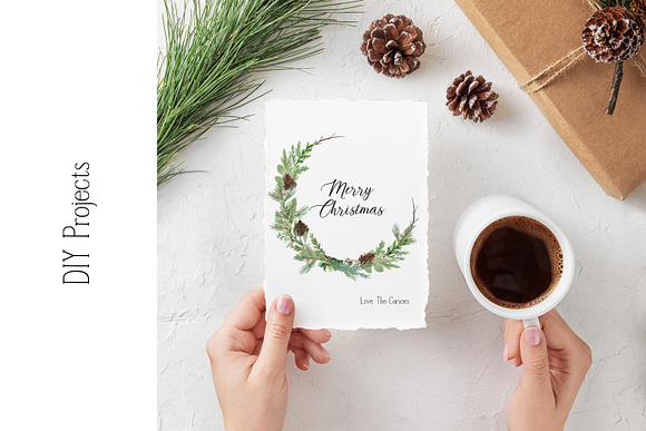 Winter Watercolor Greenery in Illustrations - product preview 6