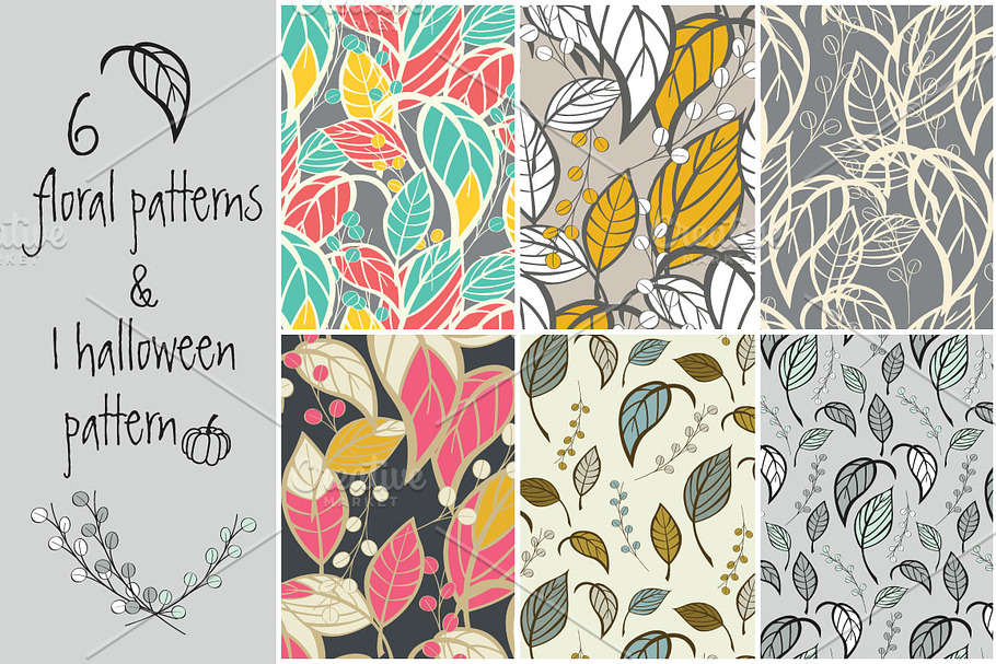 6 floral patterns & 1 Halloween in Patterns - product preview 8