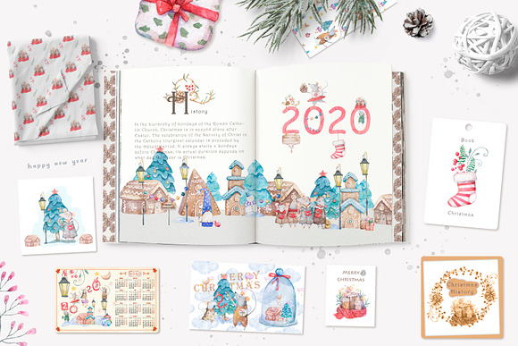 Christmas Story Watercolor cute Rats in Illustrations - product preview 8
