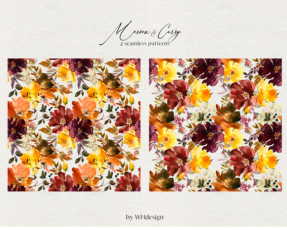 Maroon Yellow Orange Florals PNG in Illustrations - product preview 3