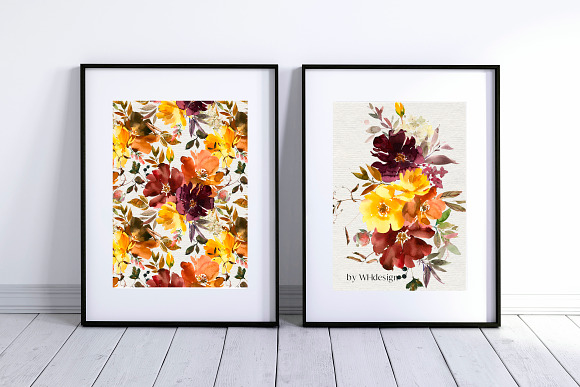 Maroon Yellow Orange Florals PNG in Illustrations - product preview 5