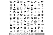 100 medical checkup icons set