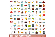 100 tour agency icons set