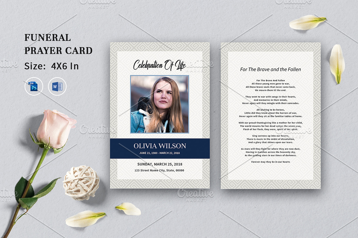 Funeral Prayer Card V11 in Card Templates - product preview 8