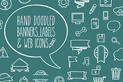 Hand-doodled  banners & web icons