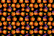 Pattern scary halloween pumpkins