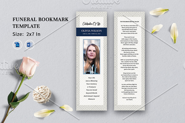 Funeral Bookmark Template V03