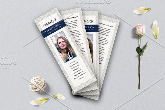 Funeral Bookmark Template V03 in Card Templates - product preview 1