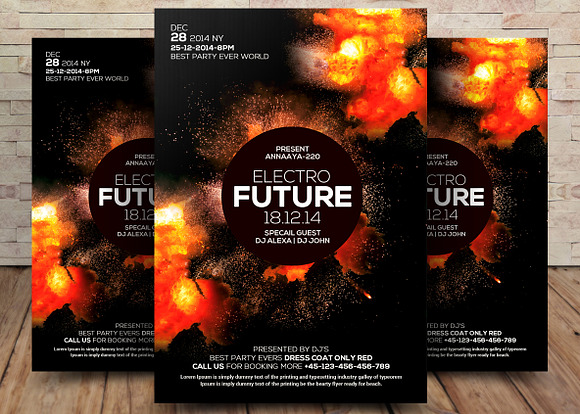 5 Electro Party Flyers Bundle in Flyer Templates - product preview 3