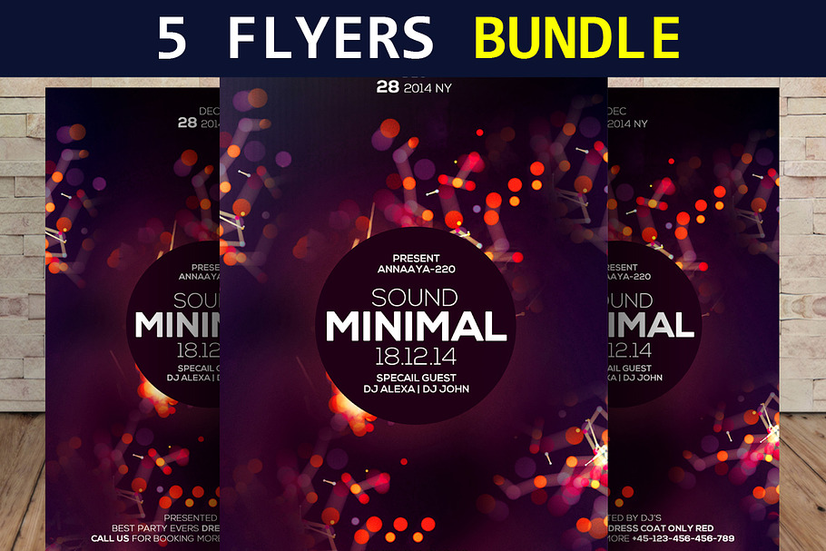 5 Minimal Party Flyers Bundle in Flyer Templates - product preview 8