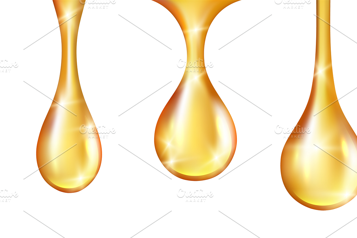Liquid oil drops. Vector gold oil es in Graphics - product preview 8