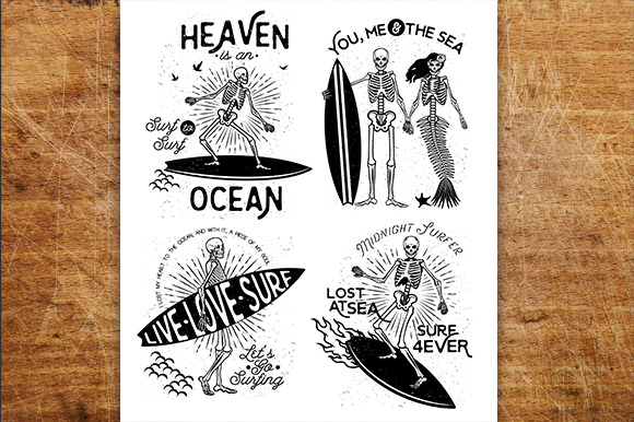Skeleton Surfer set in Illustrations - product preview 2