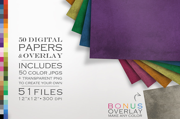 51 Piece Grunge Digital Paper in Textures - product preview 2
