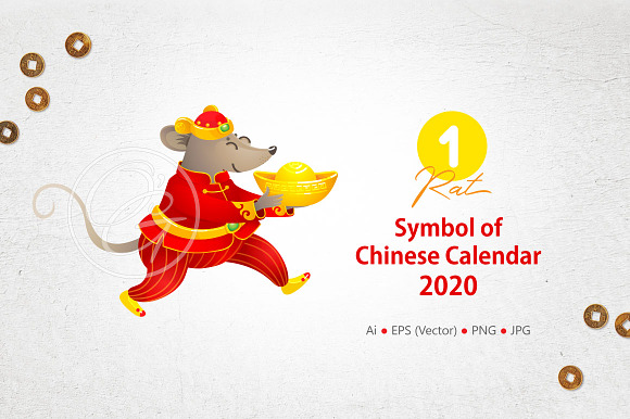 1. Rat. Symbol Chinese Calendar 2020 in Illustrations - product preview 1