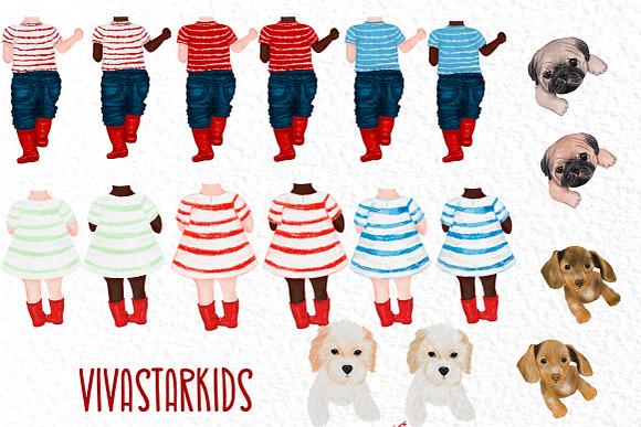 Watercolor kids,Boy and girl clipart in Illustrations - product preview 1
