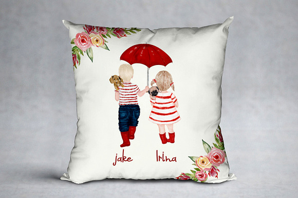 Watercolor kids,Boy and girl clipart in Illustrations - product preview 4