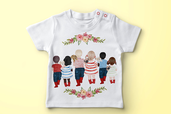 Watercolor kids,Boy and girl clipart in Illustrations - product preview 5