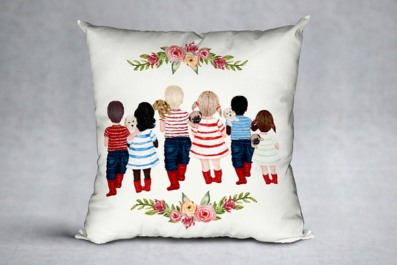Watercolor kids,Boy and girl clipart in Illustrations - product preview 6
