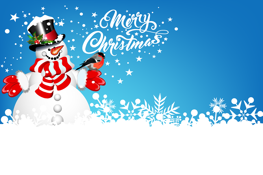 Christmas card with snowman in Illustrations - product preview 8