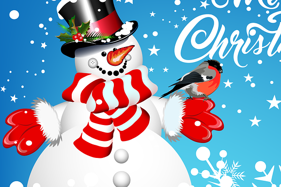 Christmas card with snowman in Illustrations - product preview 1