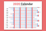 Calendar 2020 Horizontal Planner
