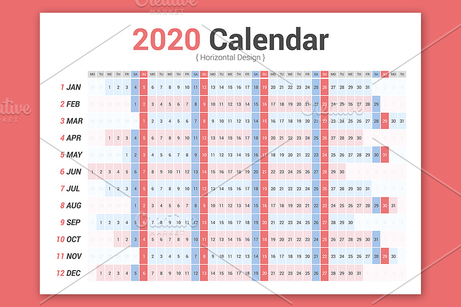 Calendar 2020 Horizontal Planner in Stationery Templates - product preview 8