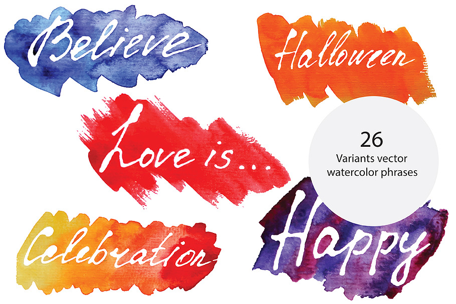Watercolor vector phrases in Patterns - product preview 8