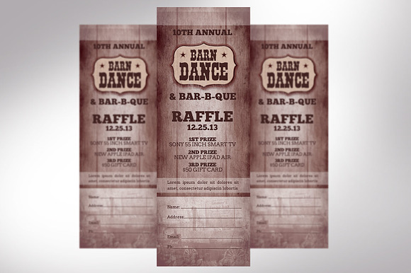Barn Dance Raffle Ticket Word in Card Templates - product preview 2