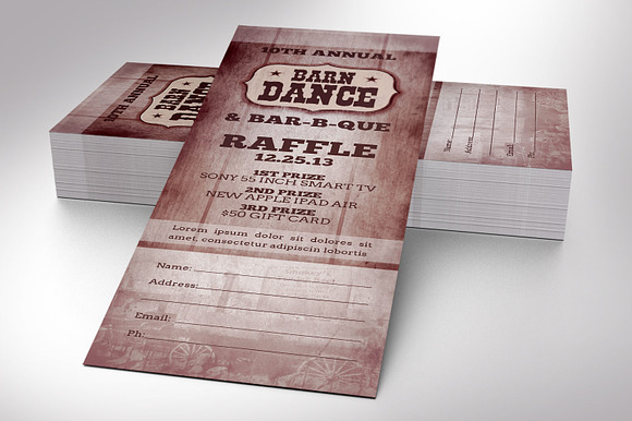 Barn Dance Raffle Ticket Word in Card Templates - product preview 3