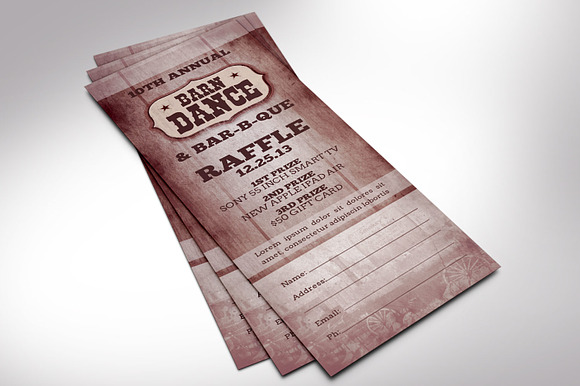 Barn Dance Raffle Ticket Word in Card Templates - product preview 5