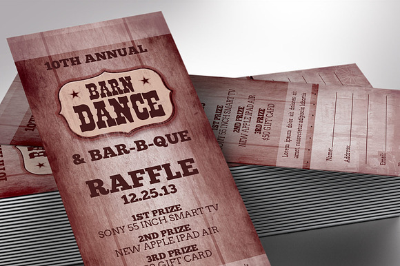 Barn Dance Raffle Ticket Word in Card Templates - product preview 6