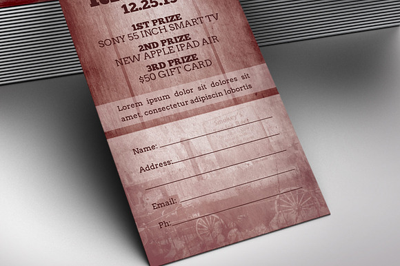 Barn Dance Raffle Ticket Word in Card Templates - product preview 7