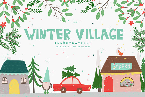 Winter Village Illustrations