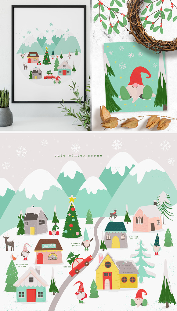 Winter Village Illustrations in Illustrations - product preview 1