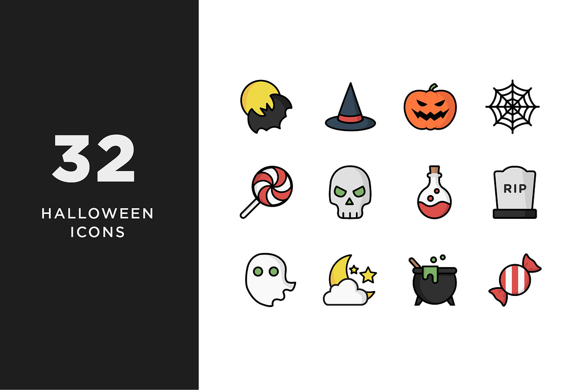 Illustrative Halloween Icons in Skull Icons - product preview 8