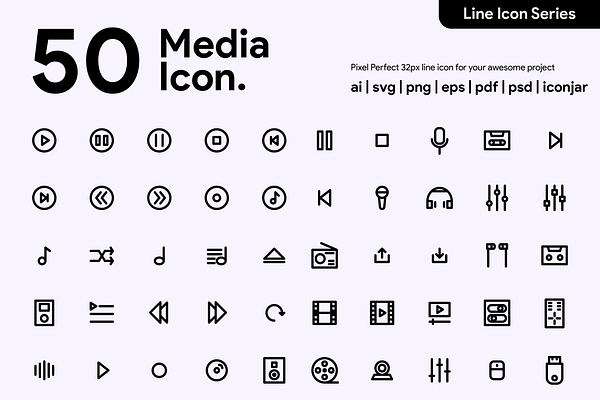 50 Multimedia Line Icon