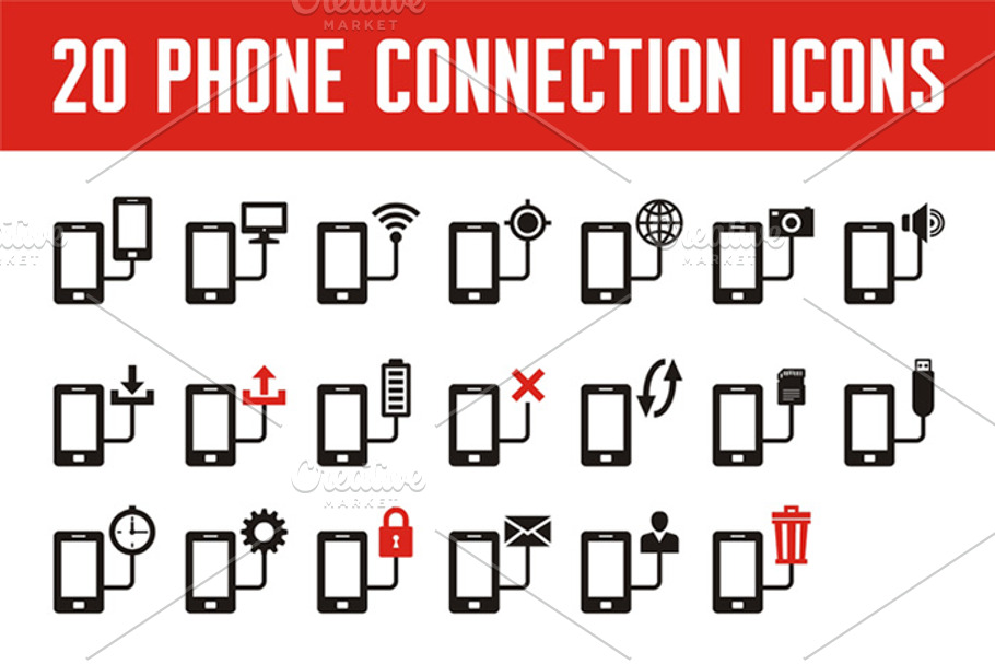 20 Phone Connection Vector Icons