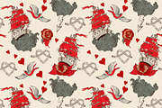 Seamless Vintage pattern with ship