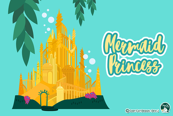 Mermaid Princess Digital Clip Art in Illustrations - product preview 1