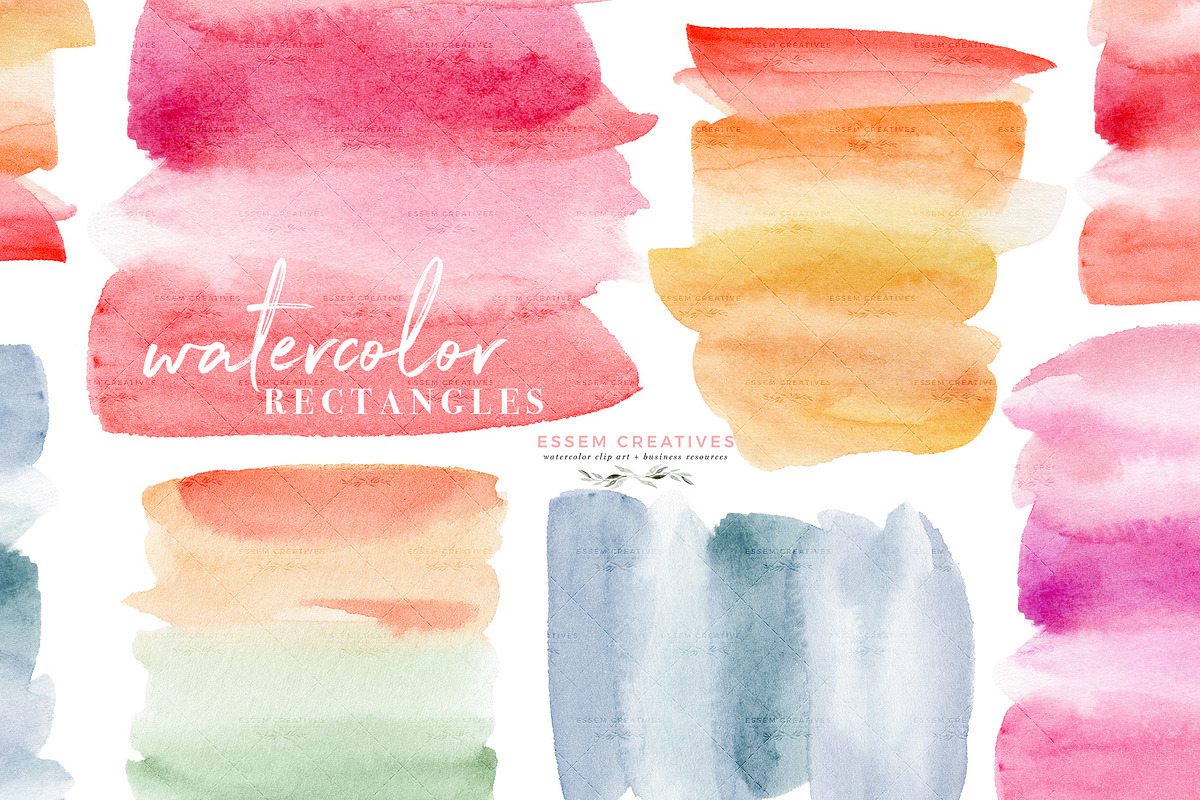 Watercolor Clipart Rectangle Ombre in Textures - product preview 8