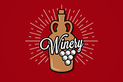 Wine jug logo. Winery label.