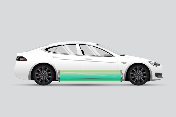 White electric car illustration. EV