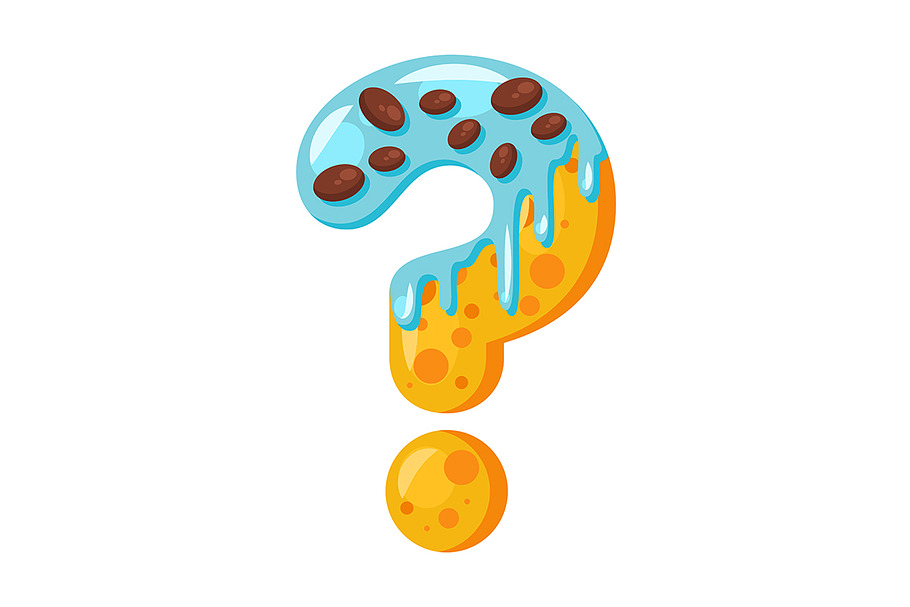 Donut cartoon question mark symbol
