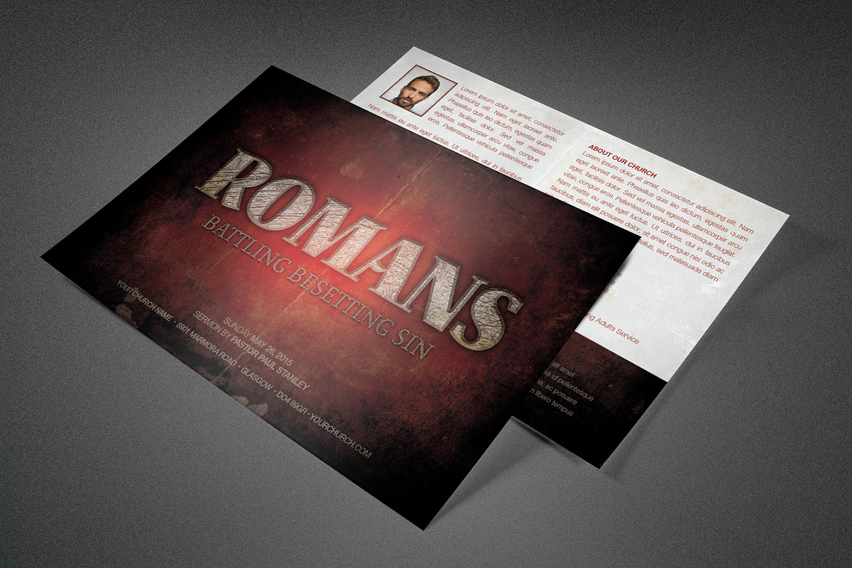 Romans Church Postcard Template in Postcard Templates - product preview 8